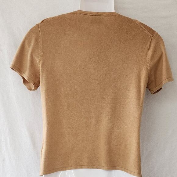 Jaclyn Smith Vintage Tan Short Sleeved Blouse with Crew Neck Women's Size Medium - Picture 2 of 7